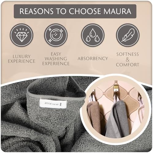 MAURA Basics Turkish Cotton Bath Towel Set 27x54 Space Gray
