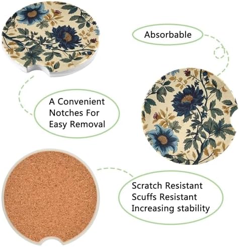 Takiito Wild Flower Car Cup Holder Coasters 2 Pack