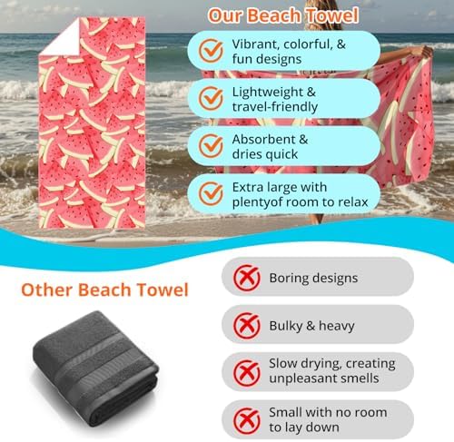 PAMFOIEL 59 x 29 Inch Microfiber Beach Towel for Kids