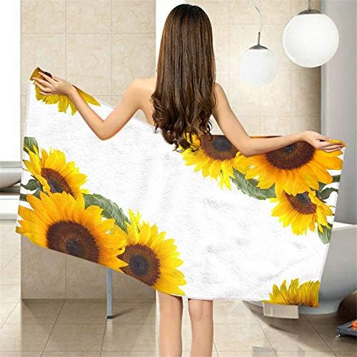 Moslion Soft Bath Towel with Sunflowers Design