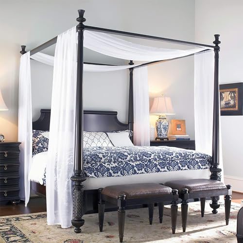 RYB HOME White Sheer Curtains for Canopy Bed 2 Panels