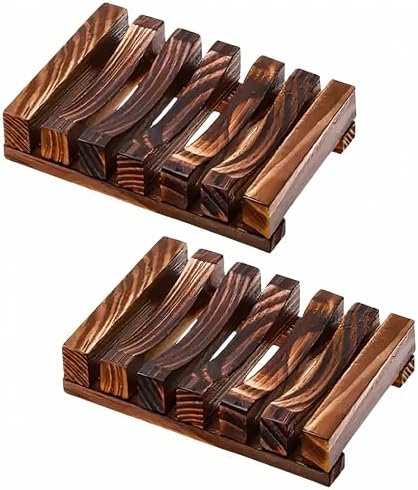 Herbvian 2 Pcs Wooden Soap Dish Holder