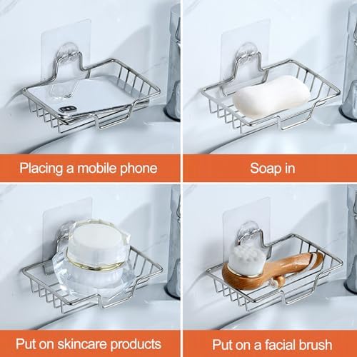 Stainless Steel Soap Holder with Drainage and Anti-Slip Design