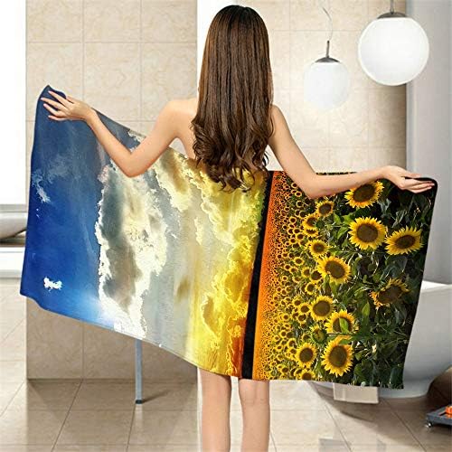Comfy Bath Towel with Sunflowers - Soft and Large 64x32 Inches
