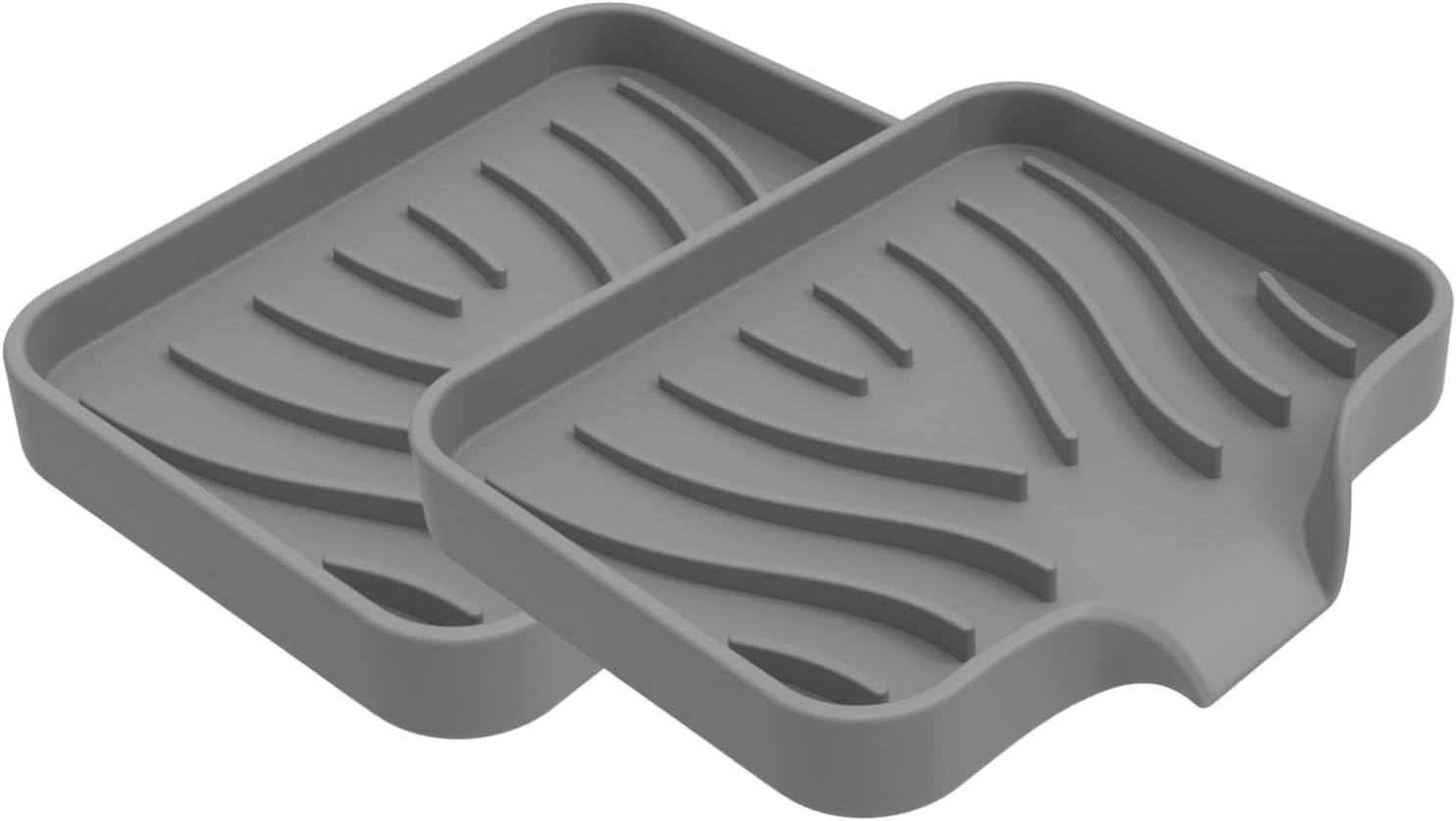 2PCS Silicone Soap Dishes with Drain Grey