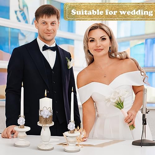 Zhehao 3 pcs Unity Candles with Holder Wedding Set