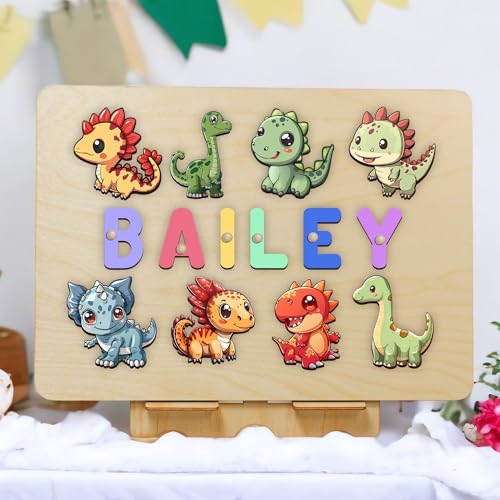 Personalized Wooden Dinosaur Puzzle Montessori Toy 1