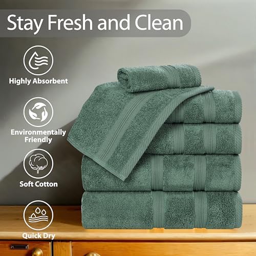 Superior 6-Piece Cotton Towel Set Forest Green 1