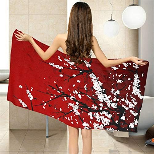 Moslion Comfy Bath Towels Japan Cherry Art Soft 64x32 Inches