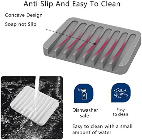 KAJUDA Self Draining Soap Dish Set 2PCS Premium Silicone Holder for Bath