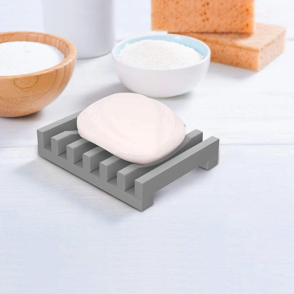 Self Draining Silicone Soap Dish for Shower and Kitchen