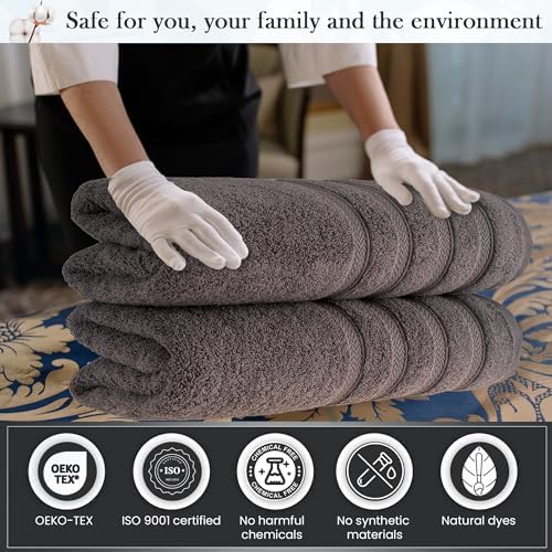 HALLEY Turkish 2 Pack Bath Towels - 650 GSM Soft Absorbent