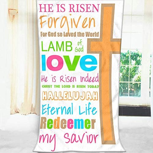 Moslion Soft Bath Towel - Happy Easter Religious Love Design 64x32 Inches