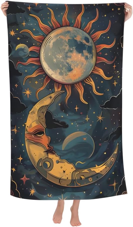 Day and Night Moon Sun Fluffy Beach Towels 32x64 Inch