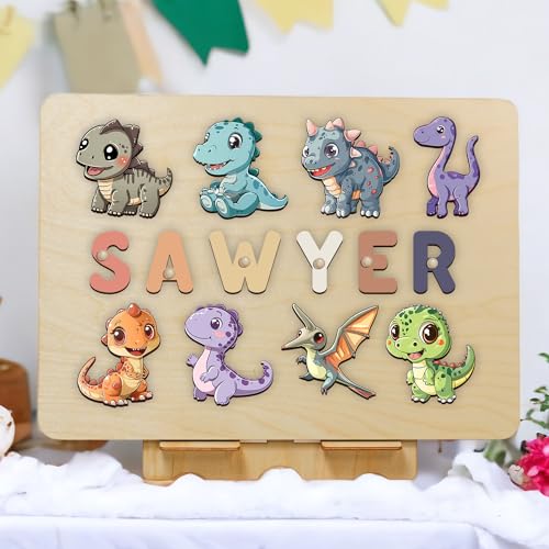 Personalized Wooden Dinosaur Puzzle for Kids
