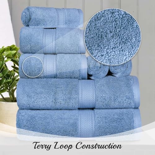 Superior Denim Blue Egyptian Cotton 6-Piece Towel Set