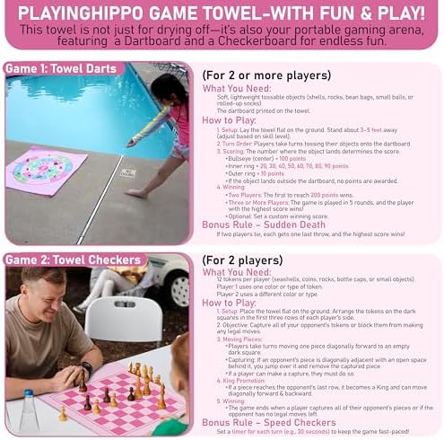 Kids Beach Towel with Game Print - Unicorn Fun Design