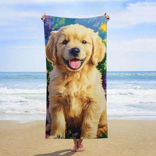 Cute Puppy Fluffy Oversized Beach Towel 32x64 Inches