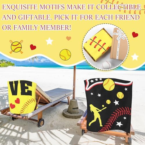 Moukeren 6 Pack Softball Beach Towels - Quick Drying Microfiber