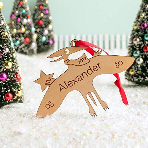 Dinosaur Ornament Personalized Pterodactyl Babys First Christmas 2024 Wood