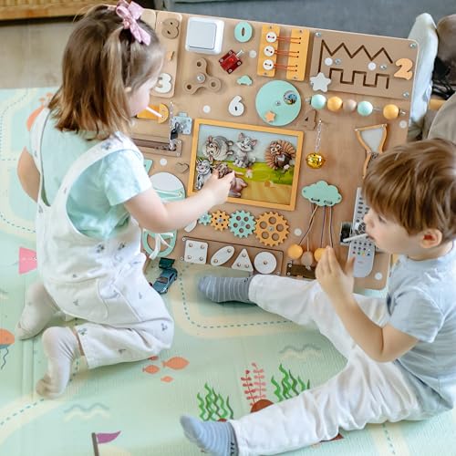 EasyBusy4kids Farm Animal Busy Board for Toddlers 1-4 Years 1