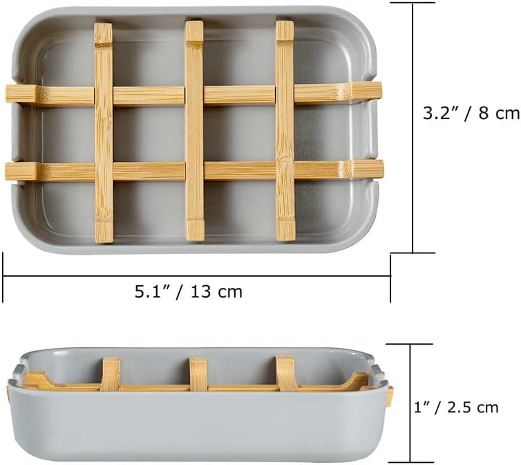 Eco-Friendly Bamboo Soap Dish with Removable Frame Grey