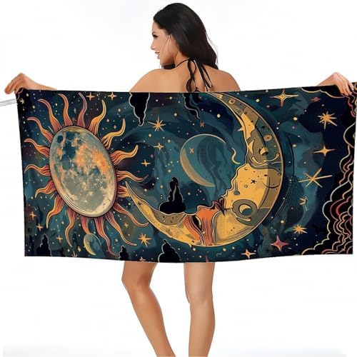 Day and Night Moon Sun Fluffy Beach Towels 32x64 Inch