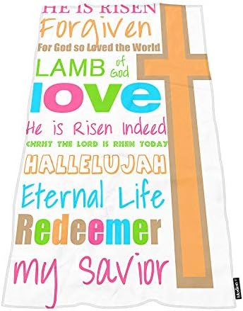 Moslion Soft Bath Towel - Happy Easter Religious Love Design 64x32 Inches