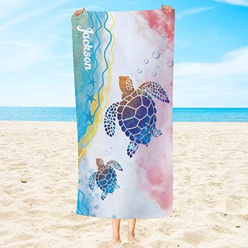 Personalized Sea Turtle Beach Towel with Name 1