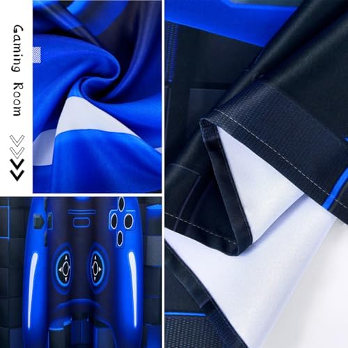 PERFEMET Gamer Kids Curtains 2 Panels Black Blue