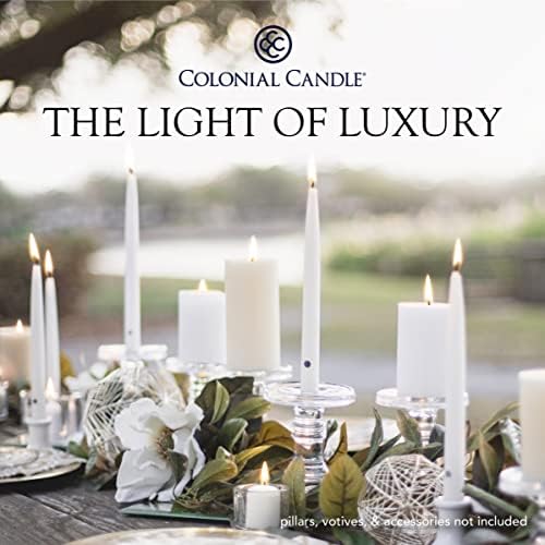 Colonial Candle Unscented Taper Candles Classic Collection White 8 Inch Pack of 12