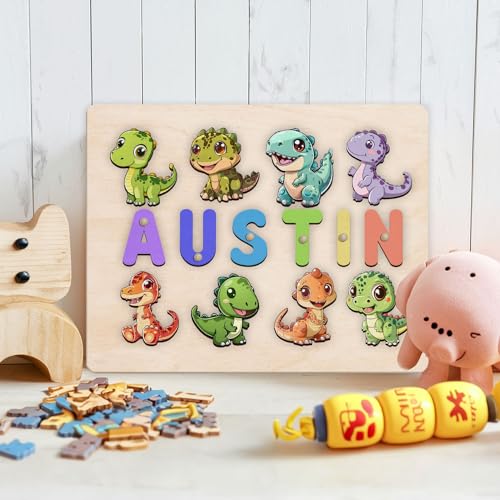 Personalized Dinosaur Puzzle Montessori Toy for Kids