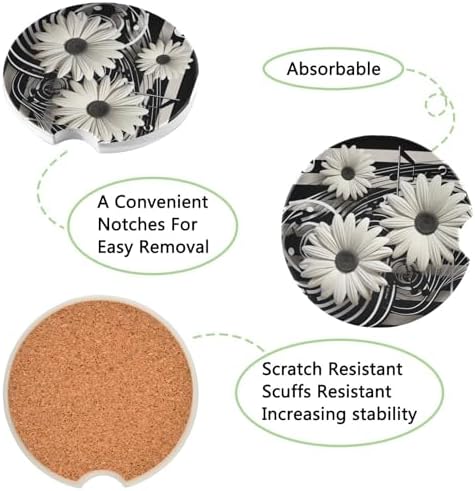 Takiito Flower Note Car Cup Holder Coasters 2 Pack
