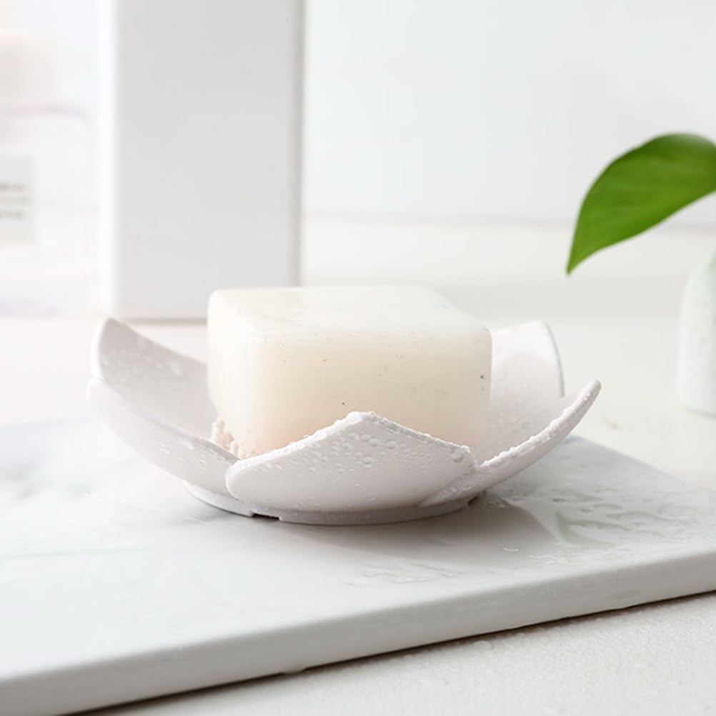 Cabilock Flower Shape Silicone Soap Dish Drain Tray Holder