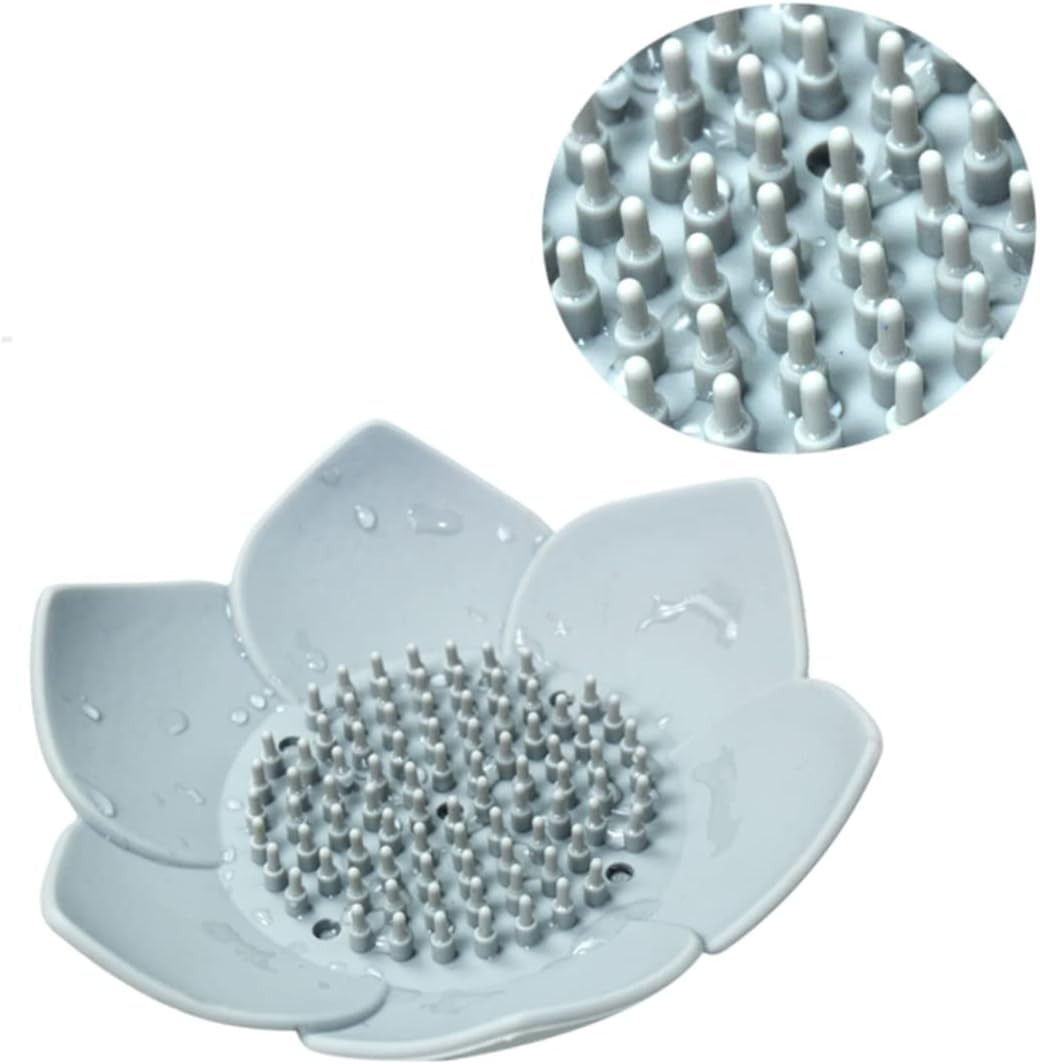 Healifty Grey Silicone Flower Soap Dish Holder 1