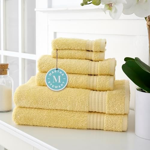 Martha Stewart Butter Yellow Egyptian Cotton Bath Towel Set - 6 Piece 1