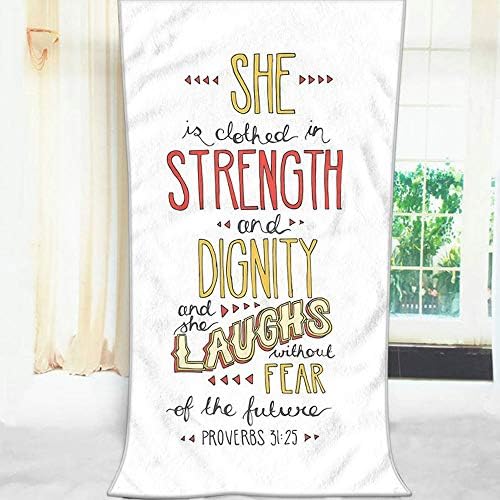 Moslion Bible Verse Bath Towel - She Is Clothed in Strength