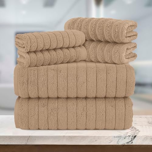 Elegant Comfort 6-Piece Turkish Cotton Towel Set Taupe