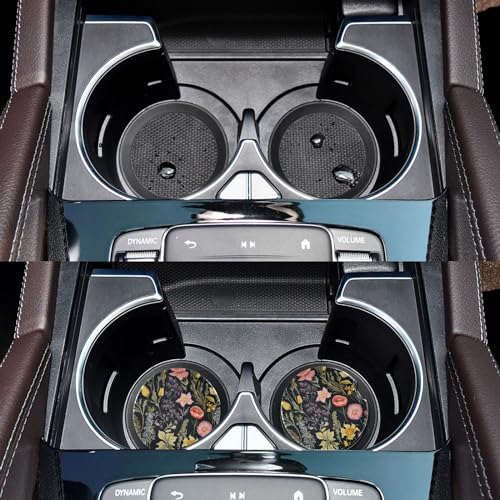 Takiito Garden Flowers Car Cup Holder Coasters 2 Pack