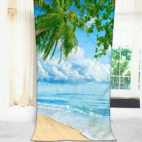 Moslion Soft Bath Towel with Vibrant Blue Sea Design