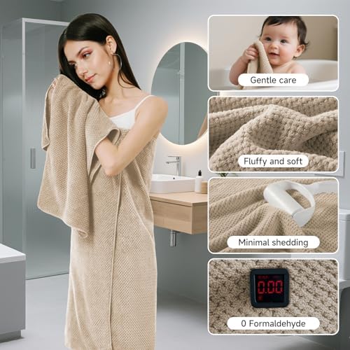 REDKISS 6-Piece Bath Towel Set - Camel Ultra-Fiber No Lint