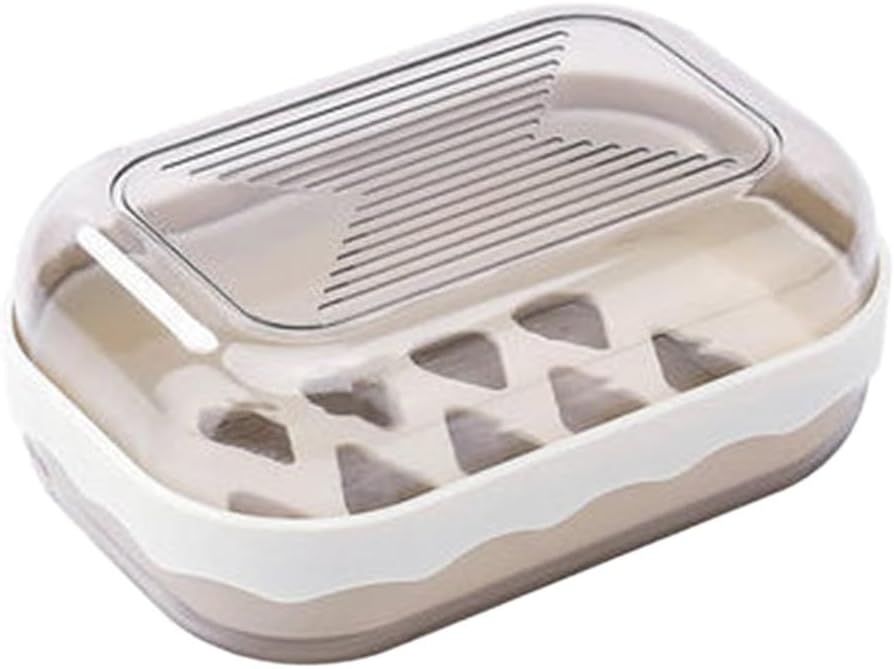 Small Soap Dish with Drainage and Flip-Top Design