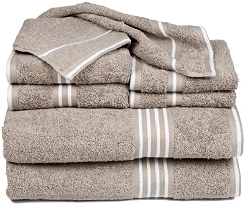 Lavish Home 8-Piece Cotton Towel Set in Taupe