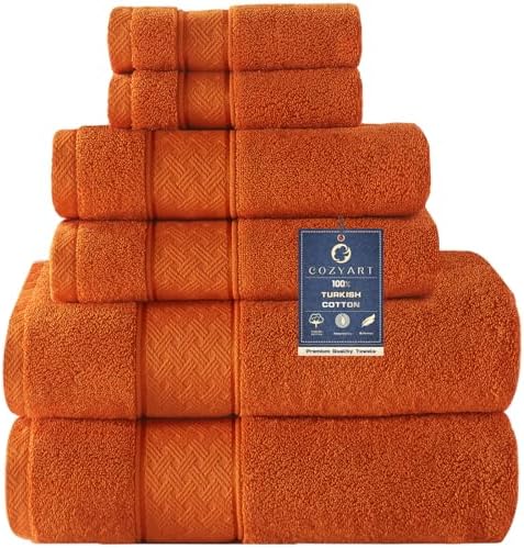 COZYART 6-Piece Orange Bath Towel Set