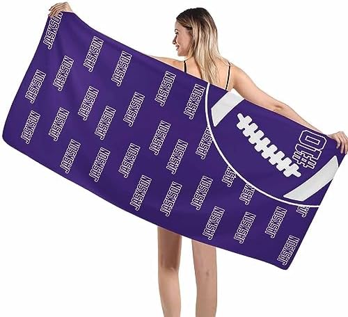 Artsadd Personalized Dark Purple Rugby Beach Towel