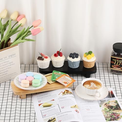 Sumnacon Small Wooden Stand - Decorative Soap Candle Display Tray Black