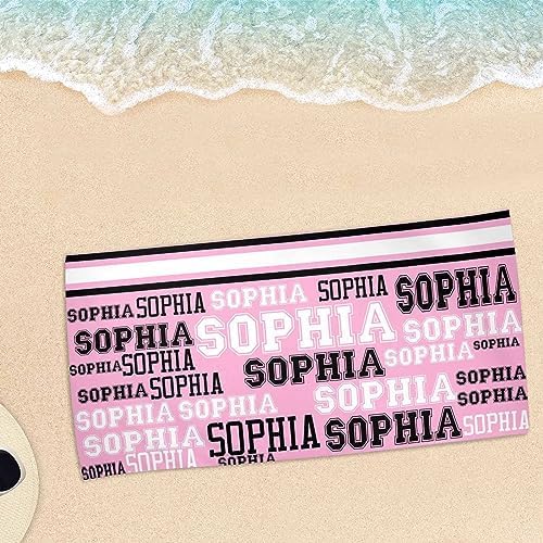 Personalized Light Green and Black Beach Towel with Initials