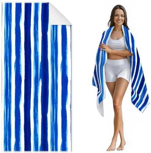 ORMAN Blue Stripes Beach Towel 55x28 Microfiber 1