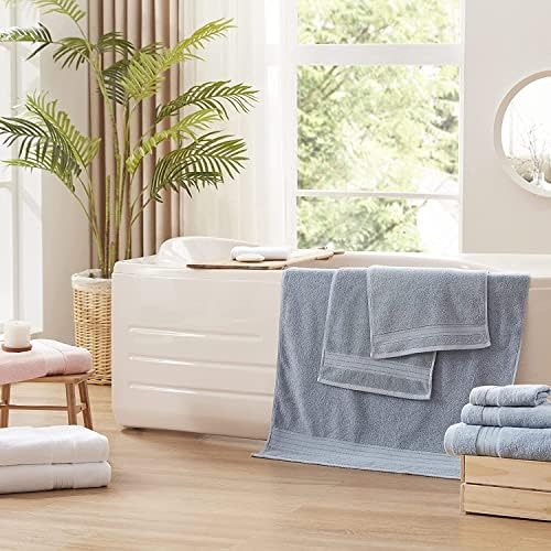 COZYART 3Pcs Light Blue Turkish Cotton Towel Set