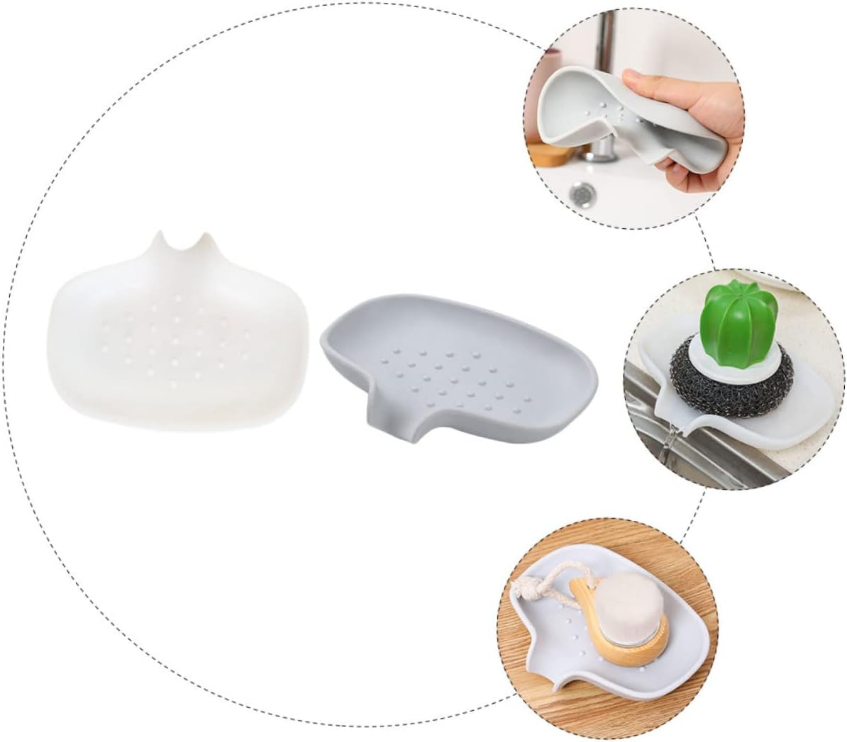 2pcs Portable Leak-Proof Soap Case with Anti-Slip Drainage